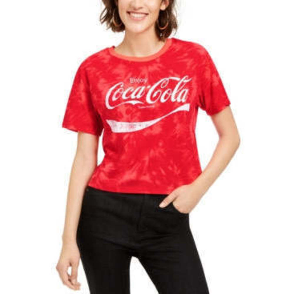 Love Tribe Plus Size Red Tie-Dye Cropped T-Shirt - Coca-Cola Design